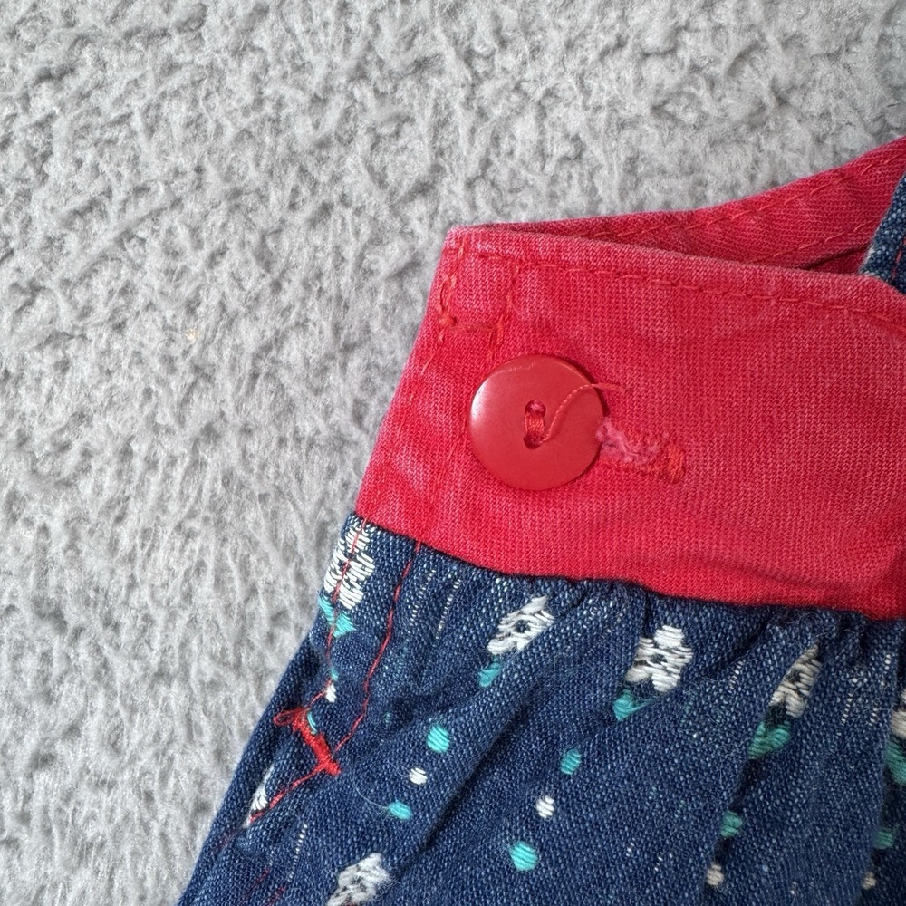 Vintage Oshkosh Overalls Girls 18M Blue Bow Embroidered Vestbak Floral USA Made - Picture 3 of 16